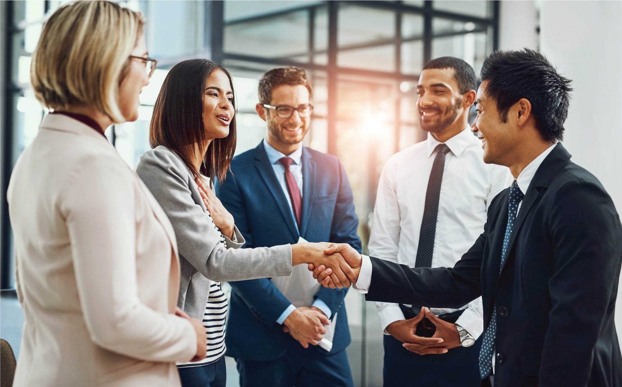 Group,,Business,People,And,Shaking,Hands,For,Welcome,,Introduction,Or